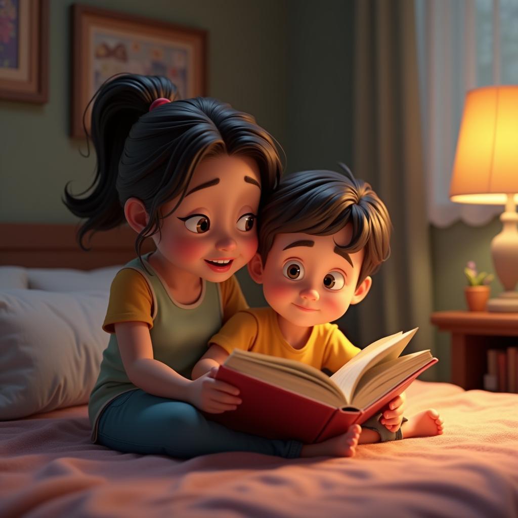Freepik 3d mère qui lit une histoire tired cartoon pixar mom reading a bo 2788